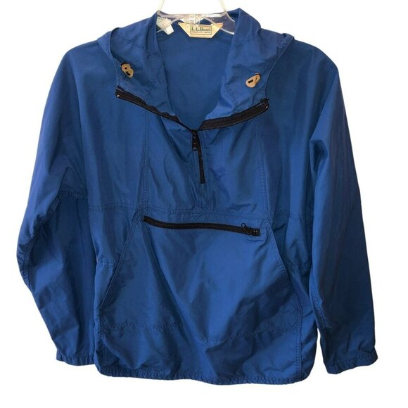 Vintage LL Bean Mens Medium Blue 1/4 Zip Nylon Anorak Windbreaker Jacket Size M - Picture 1 of 10